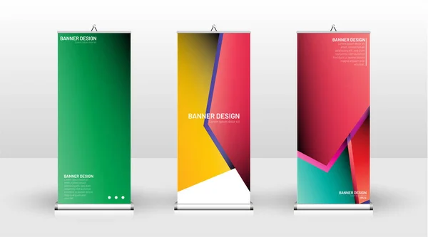 Design de modelo de banner vertical. pode ser usado para brochuras, capas, publicações, etc. Conceito de um desenho colorido de fundo vetorial geométrico — Vetor de Stock