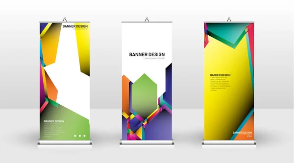 Design de modelo de banner vertical. pode ser usado para brochuras, capas, publicações, etc. Conceito de um desenho colorido de fundo vetorial geométrico — Vetor de Stock