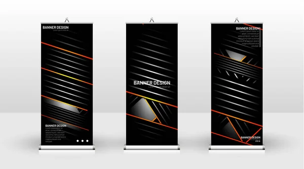 Vertikal banner mall design. kan användas för broschyrer, omslag, publikationer, etc. Bakgrunden till det geometriska dynamiska begrepps mönstret är svart — Stock vektor