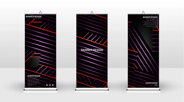 Design de modelo de banner vertical. pode ser usado para brochuras, capas, publicações, etc O fundo do padrão de conceito dinâmico geométrico é preto — Vetor de Stock