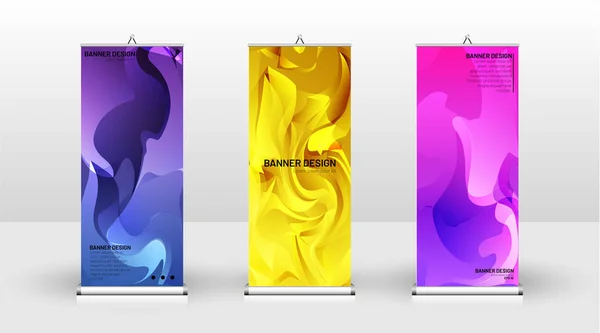 Diseño de plantilla de banner vertical. puede ser utilizado para folletos, portadas, publicaciones, etc. El concepto del fondo es de color claro — Vector de stock