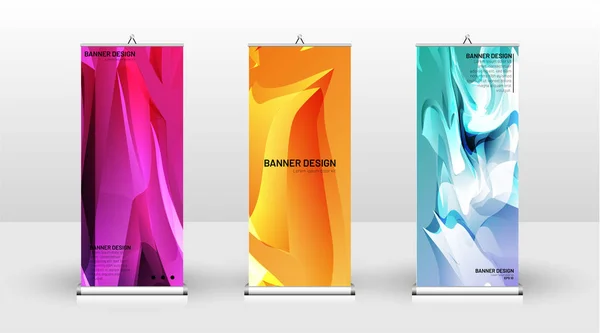 Diseño de plantilla de banner vertical. puede ser utilizado para folletos, portadas, publicaciones, etc. El concepto del fondo es de color claro — Vector de stock