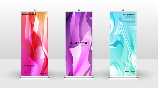 Diseño de plantilla de banner vertical. puede ser utilizado para folletos, portadas, publicaciones, etc. El concepto del fondo es de color claro — Vector de stock