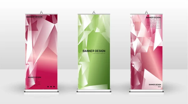 Design vertikaler Banner-Vorlagen. kann für Broschüren, Cover, Veröffentlichungen usw. verwendet werden. das Konzept eines dreieckigen Hintergrundmusters — Stockvektor