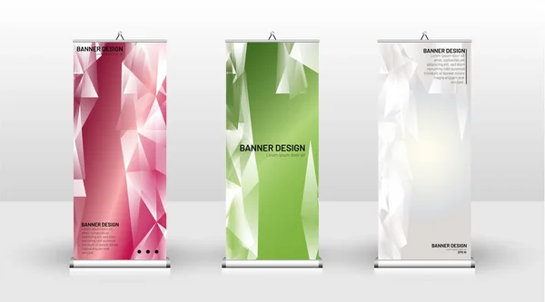 Design de modelo de banner vertical. pode ser usado para brochuras, capas, publicações, etc. o conceito de um padrão de fundo de design triangular —  Vetores de Stock