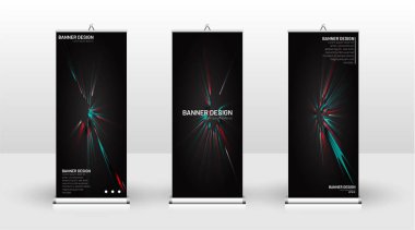 Dikey banner şablonu tasarımı. broşürler, kapaklar, yayınlar, vb siyah arka plan desen doku fütüristik geometrik sanat için kullanılabilir