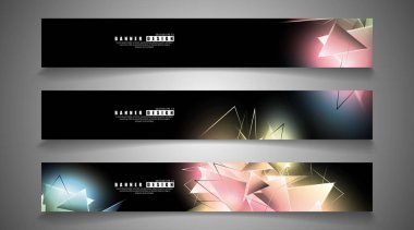 afiş koleksiyonu. çakışan ışık üçgenleri ile soyut arka plan. izole siyah arka plan. eps 10 vektör illüstrasyon