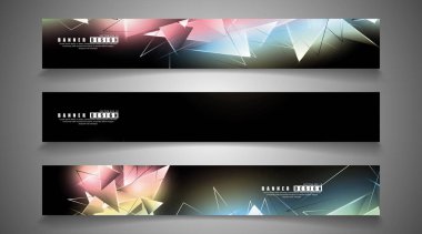 afiş koleksiyonu. çakışan ışık üçgenleri ile soyut arka plan. izole siyah arka plan. eps 10 vektör illüstrasyon