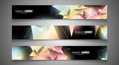 afiş koleksiyonu. çakışan ışık üçgenleri ile soyut arka plan. izole siyah arka plan. eps 10 vektör illüstrasyon