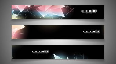 afiş koleksiyonu. çakışan ışık üçgenleri ile soyut arka plan. izole siyah arka plan. eps 10 vektör illüstrasyon