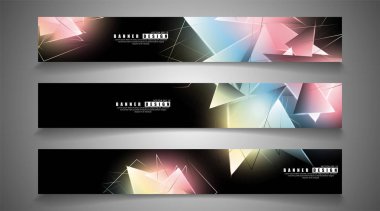 afiş koleksiyonu. çakışan ışık üçgenleri ile soyut arka plan. izole siyah arka plan. eps 10 vektör illüstrasyon