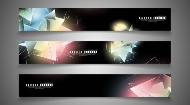 afiş koleksiyonu. çakışan ışık üçgenleri ile soyut arka plan. izole siyah arka plan. eps 10 vektör illüstrasyon