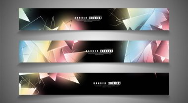 afiş koleksiyonu. çakışan ışık üçgenleri ile soyut arka plan. izole siyah arka plan. eps 10 vektör illüstrasyon