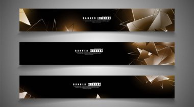 afiş koleksiyonu. çakışan ışık üçgenleri ile soyut arka plan. izole siyah arka plan. eps 10 vektör illüstrasyon