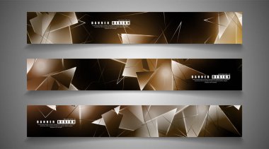 afiş koleksiyonu. çakışan ışık üçgenleri ile soyut arka plan. izole siyah arka plan. eps 10 vektör illüstrasyon