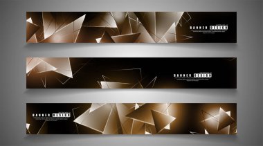 afiş koleksiyonu. çakışan ışık üçgenleri ile soyut arka plan. izole siyah arka plan. eps 10 vektör illüstrasyon