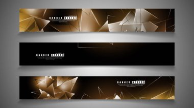 afiş koleksiyonu. çakışan ışık üçgenleri ile soyut arka plan. izole siyah arka plan. eps 10 vektör illüstrasyon