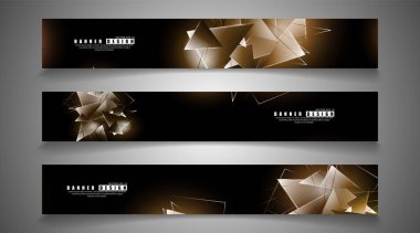 afiş koleksiyonu. çakışan ışık üçgenleri ile soyut arka plan. izole siyah arka plan. eps 10 vektör illüstrasyon