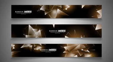 afiş koleksiyonu. çakışan ışık üçgenleri ile soyut arka plan. izole siyah arka plan. eps 10 vektör illüstrasyon