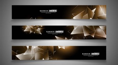 afiş koleksiyonu. çakışan ışık üçgenleri ile soyut arka plan. izole siyah arka plan. eps 10 vektör illüstrasyon