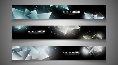 afiş koleksiyonu. çakışan ışık üçgenleri ile soyut arka plan. izole siyah arka plan. eps 10 vektör illüstrasyon