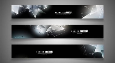 afiş koleksiyonu. çakışan ışık üçgenleri ile soyut arka plan. izole siyah arka plan. eps 10 vektör illüstrasyon