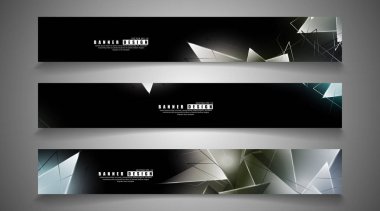 afiş koleksiyonu. çakışan ışık üçgenleri ile soyut arka plan. izole siyah arka plan. eps 10 vektör illüstrasyon