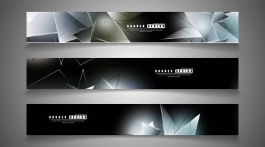 afiş koleksiyonu. çakışan ışık üçgenleri ile soyut arka plan. izole siyah arka plan. eps 10 vektör illüstrasyon