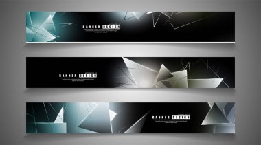 afiş koleksiyonu. çakışan ışık üçgenleri ile soyut arka plan. izole siyah arka plan. eps 10 vektör illüstrasyon