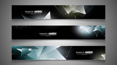 afiş koleksiyonu. çakışan ışık üçgenleri ile soyut arka plan. izole siyah arka plan. eps 10 vektör illüstrasyon