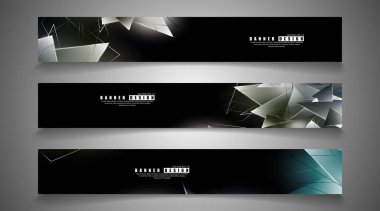 afiş koleksiyonu. çakışan ışık üçgenleri ile soyut arka plan. izole siyah arka plan. eps 10 vektör illüstrasyon