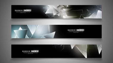 afiş koleksiyonu. çakışan ışık üçgenleri ile soyut arka plan. izole siyah arka plan. eps 10 vektör illüstrasyon