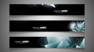 afiş koleksiyonu. çakışan ışık üçgenleri ile soyut arka plan. izole siyah arka plan. eps 10 vektör illüstrasyon