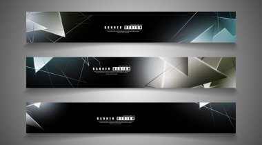 afiş koleksiyonu. çakışan ışık üçgenleri ile soyut arka plan. izole siyah arka plan. eps 10 vektör illüstrasyon