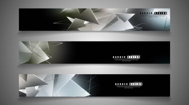 afiş koleksiyonu. çakışan ışık üçgenleri ile soyut arka plan. izole siyah arka plan. eps 10 vektör illüstrasyon