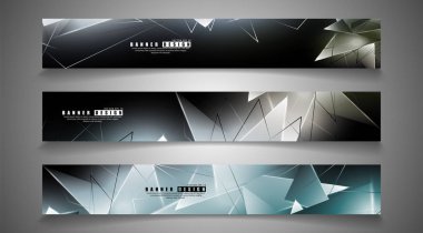 afiş koleksiyonu. çakışan ışık üçgenleri ile soyut arka plan. izole siyah arka plan. eps 10 vektör illüstrasyon