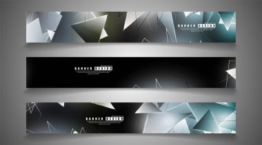 afiş koleksiyonu. çakışan ışık üçgenleri ile soyut arka plan. izole siyah arka plan. eps 10 vektör illüstrasyon