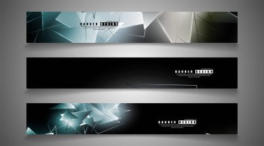 afiş koleksiyonu. çakışan ışık üçgenleri ile soyut arka plan. izole siyah arka plan. eps 10 vektör illüstrasyon