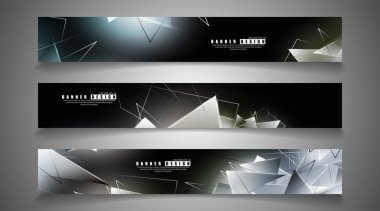 afiş koleksiyonu. çakışan ışık üçgenleri ile soyut arka plan. izole siyah arka plan. eps 10 vektör illüstrasyon