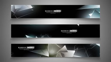 afiş koleksiyonu. çakışan ışık üçgenleri ile soyut arka plan. izole siyah arka plan. eps 10 vektör illüstrasyon