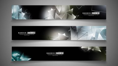 afiş koleksiyonu. çakışan ışık üçgenleri ile soyut arka plan. izole siyah arka plan. eps 10 vektör illüstrasyon