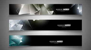 afiş koleksiyonu. çakışan ışık üçgenleri ile soyut arka plan. izole siyah arka plan. eps 10 vektör illüstrasyon