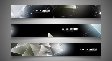 afiş koleksiyonu. çakışan ışık üçgenleri ile soyut arka plan. izole siyah arka plan. eps 10 vektör illüstrasyon