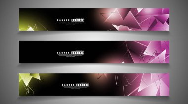 afiş koleksiyonu. çakışan ışık üçgenleri ile soyut arka plan. izole siyah arka plan. eps 10 vektör illüstrasyon