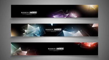 afiş koleksiyonu. çakışan ışık üçgenleri ile soyut arka plan. izole siyah arka plan. eps 10 vektör illüstrasyon