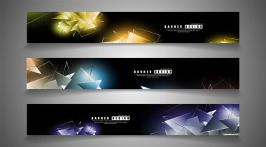 afiş koleksiyonu. çakışan ışık üçgenleri ile soyut arka plan. izole siyah arka plan. eps 10 vektör illüstrasyon