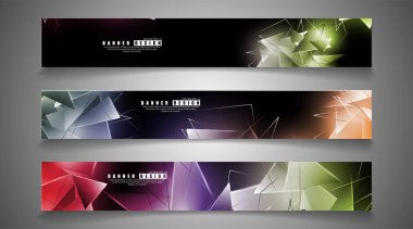 afiş koleksiyonu. çakışan ışık üçgenleri ile soyut arka plan. izole siyah arka plan. eps 10 vektör illüstrasyon