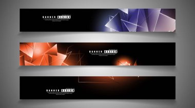 afiş koleksiyonu. çakışan ışık üçgenleri ile soyut arka plan. izole siyah arka plan. eps 10 vektör illüstrasyon