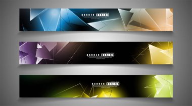 afiş koleksiyonu. çakışan ışık üçgenleri ile soyut arka plan. izole siyah arka plan. eps 10 vektör illüstrasyon