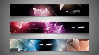 afiş koleksiyonu. çakışan ışık üçgenleri ile soyut arka plan. izole siyah arka plan. eps 10 vektör illüstrasyon